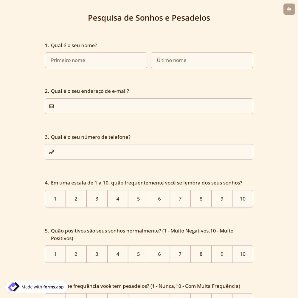 Pesquisa de Sonhos e Pesadelos