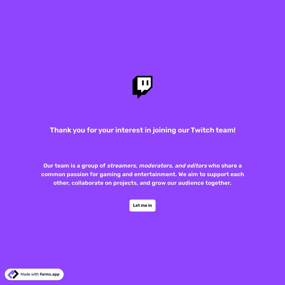 Twitch Team Application Form