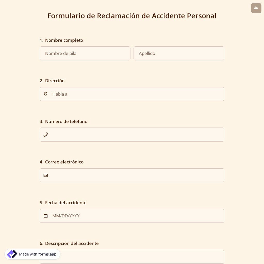 Formulario de Reclamación de Accidente Personal