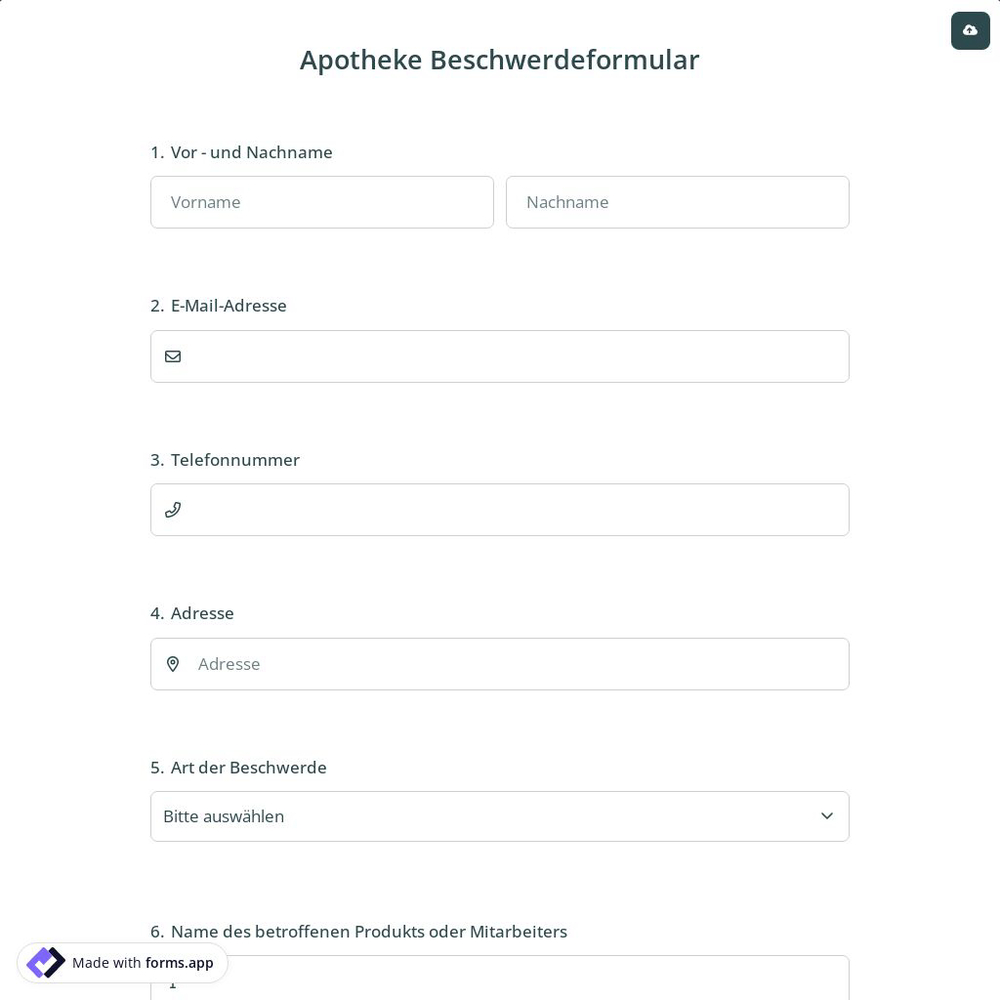 Apotheke Beschwerdeformular