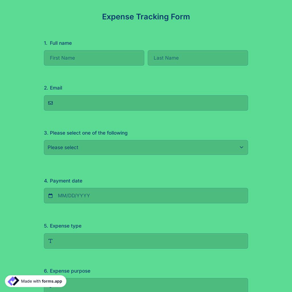 Expense Tracking Form