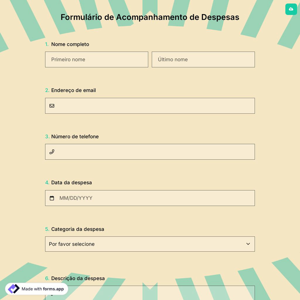 Formulário de Acompanhamento de Despesas