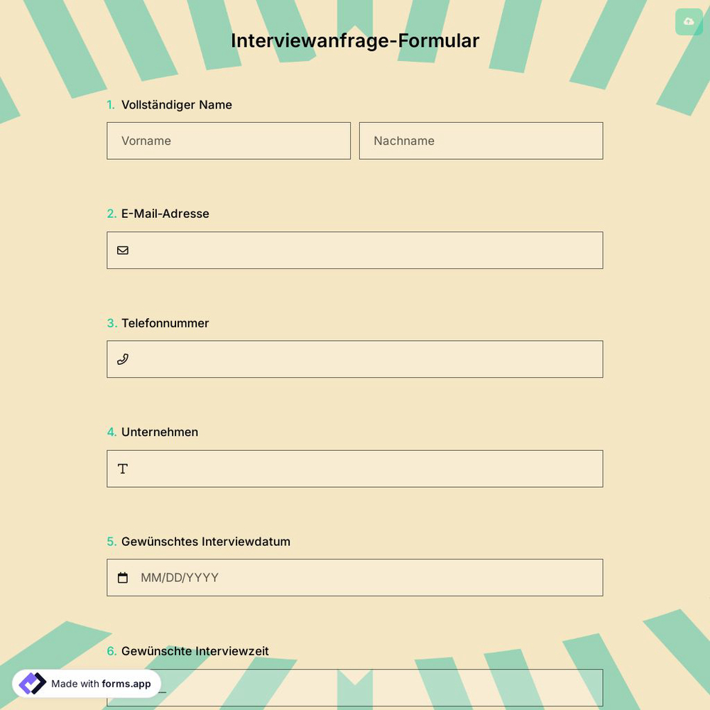Interviewanfrage-Formular