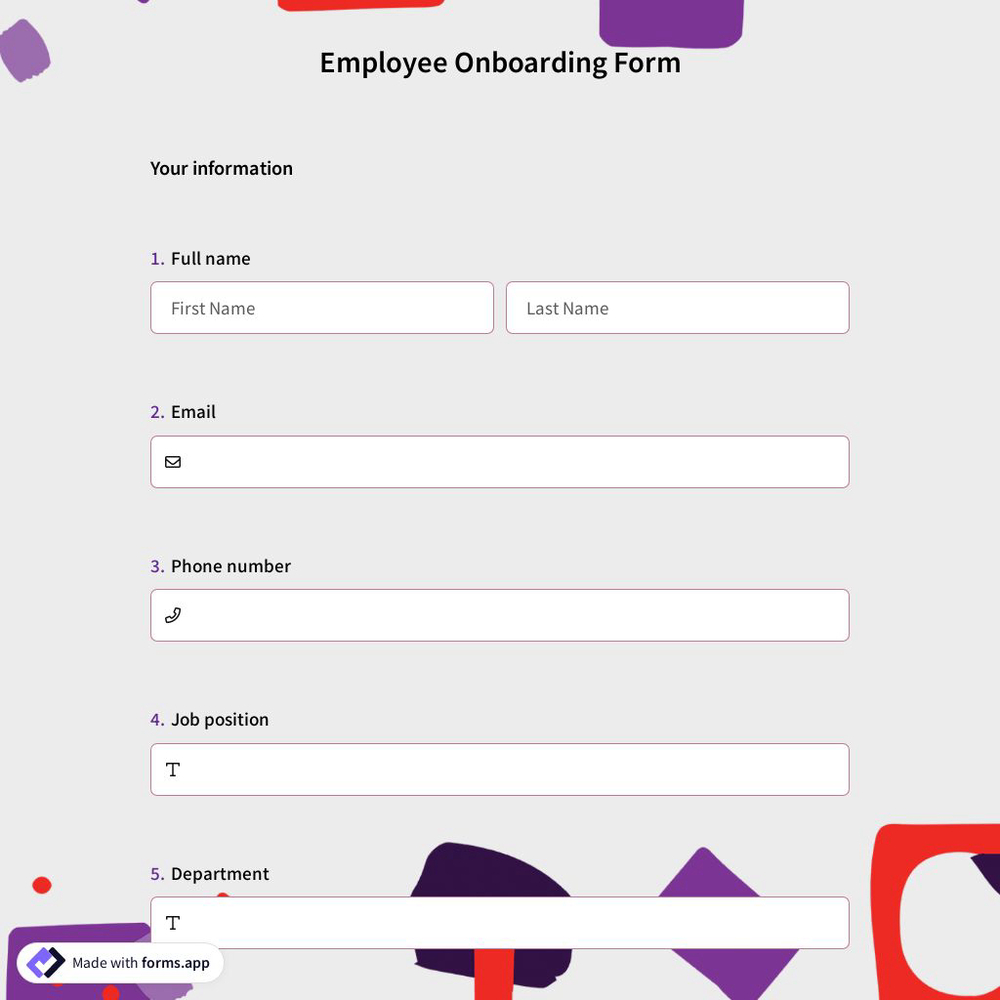 Employee Onboarding Form