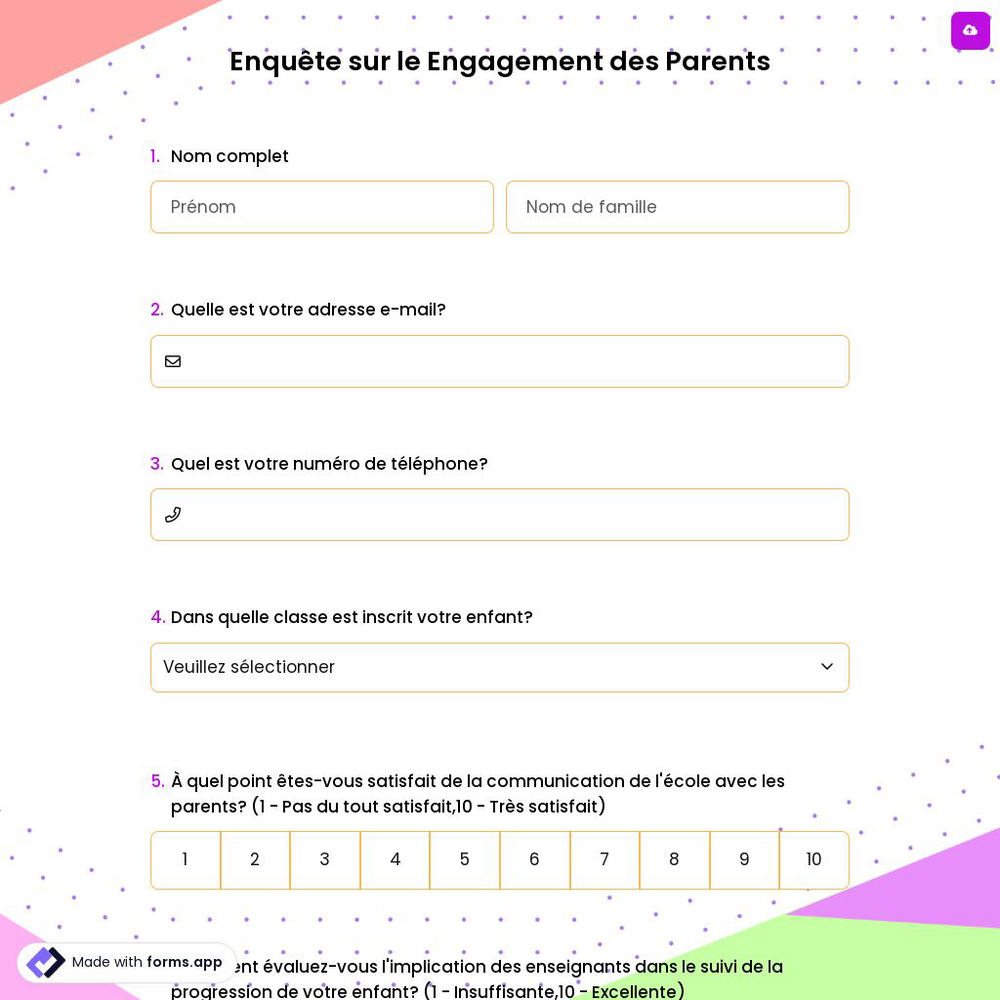 Enquête sur le Engagement des Parents