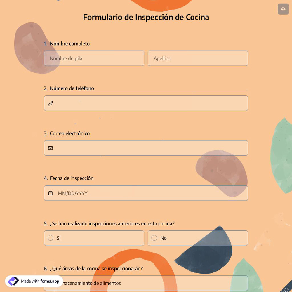 Formulario de Inspección de Cocina