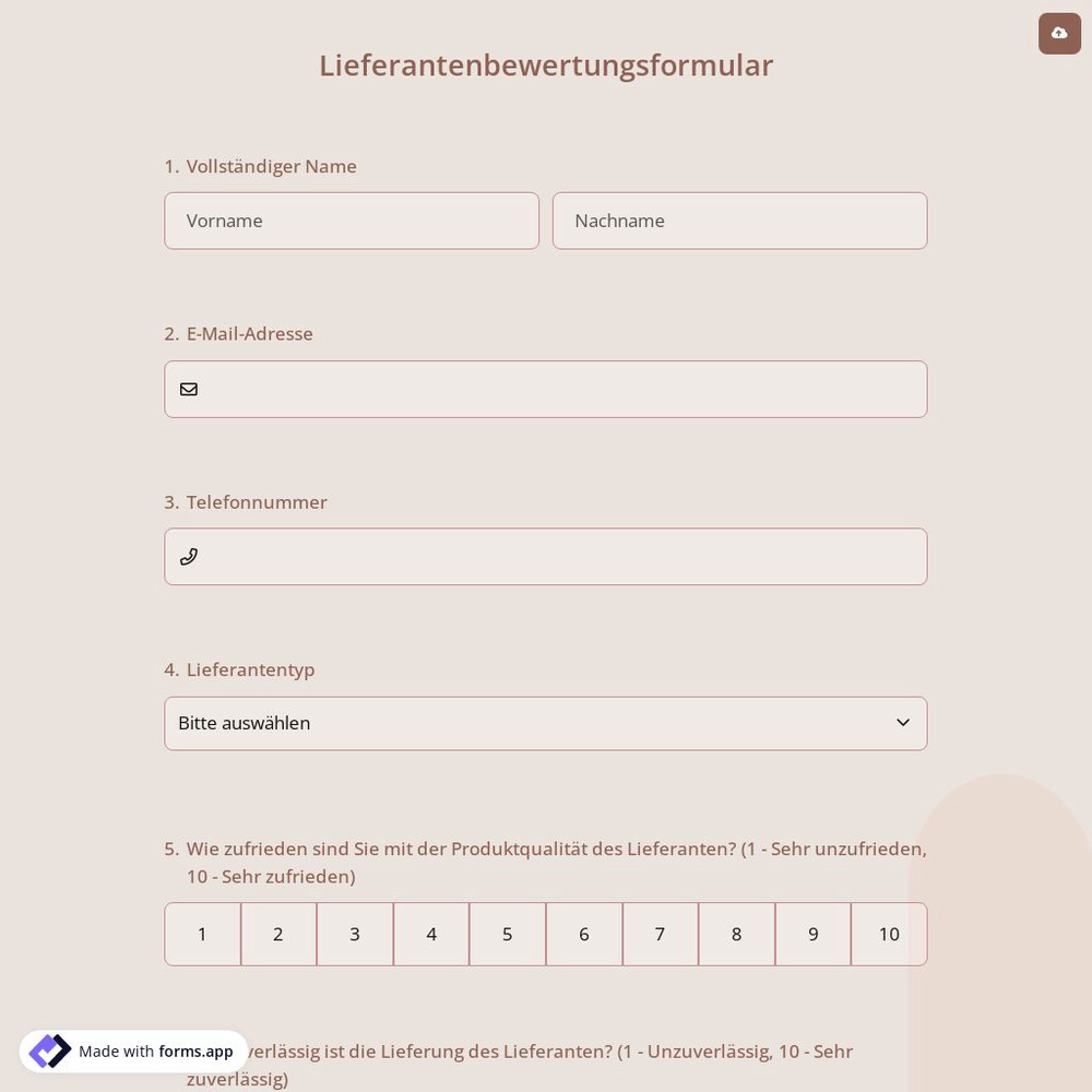 Lieferantenbewertungsformular