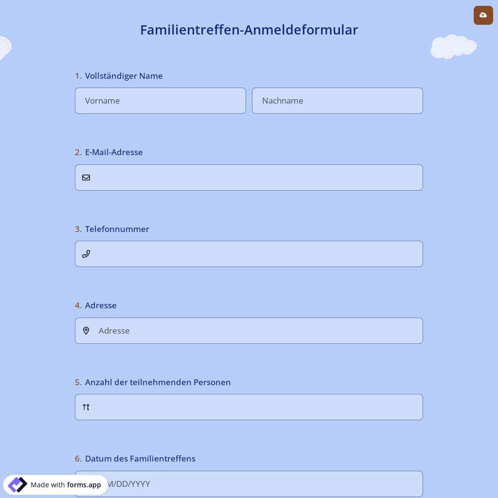 Familientreffen-Anmeldeformular
