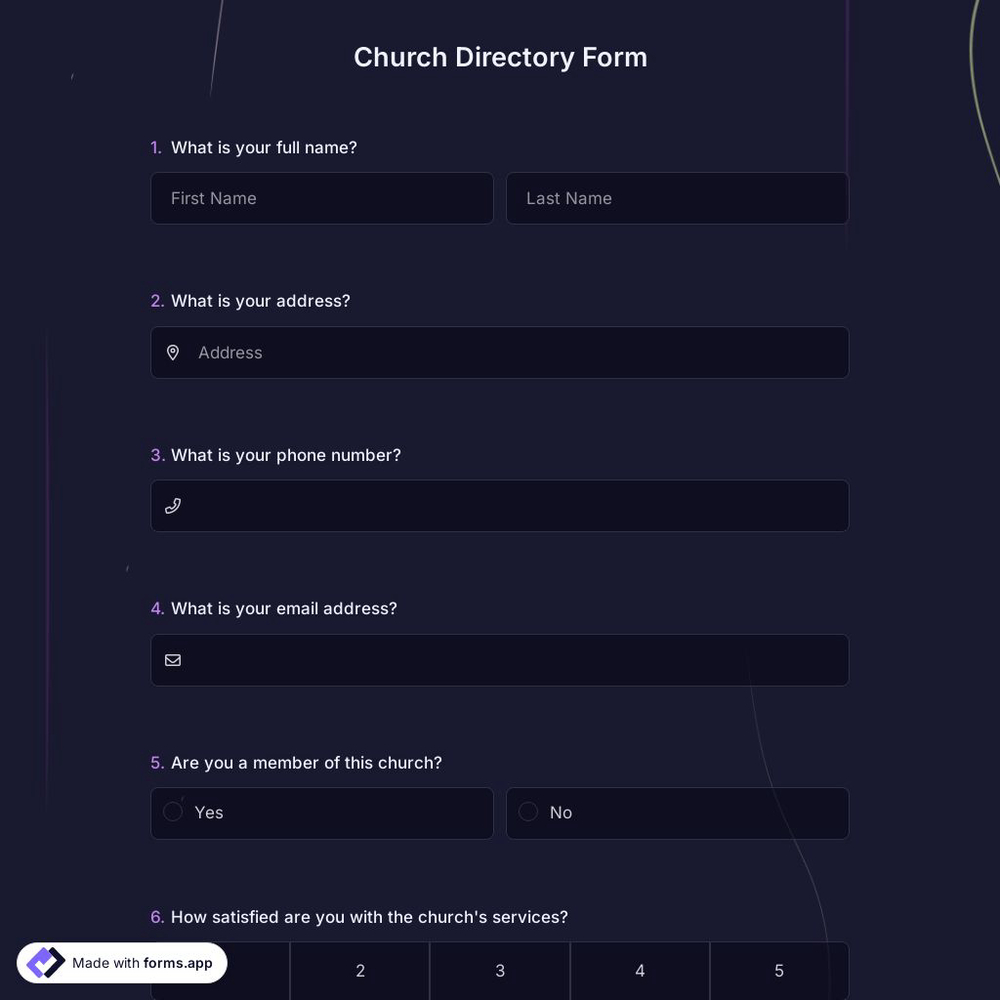 Church Directory Form