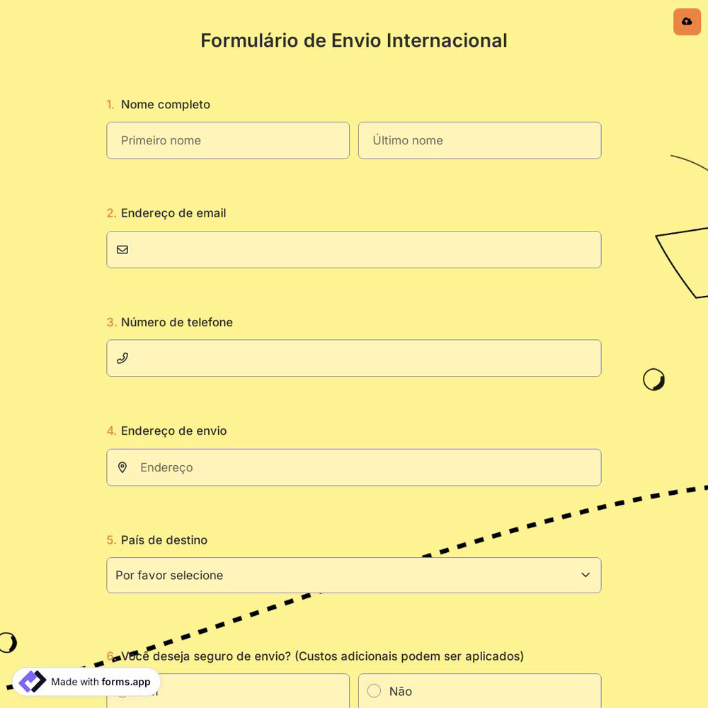 Formulário de Envio Internacional