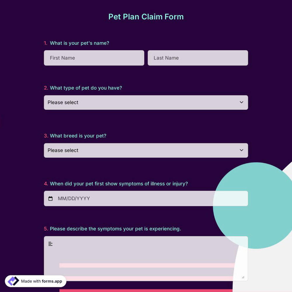 Pet Plan Claim Form
