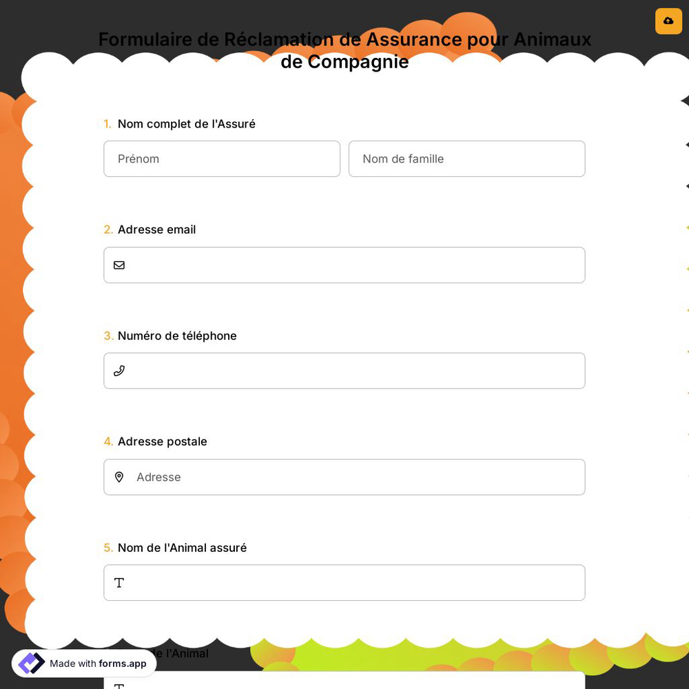 Formulaire de Réclamation de Assurance pour Animaux de Compagnie