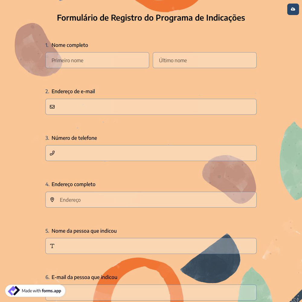Formulário de Registro do Programa de Indicações