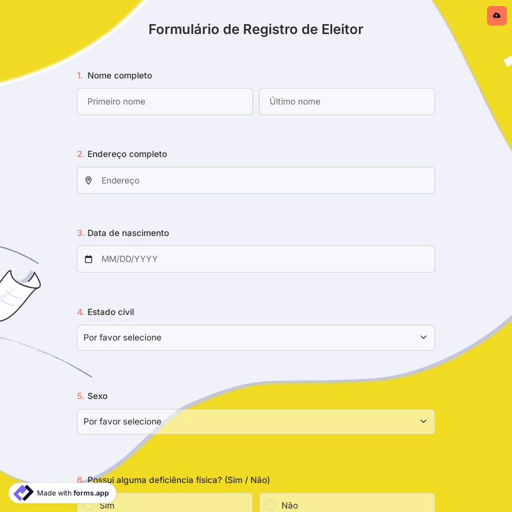 Formulário de Registro de Eleitor
