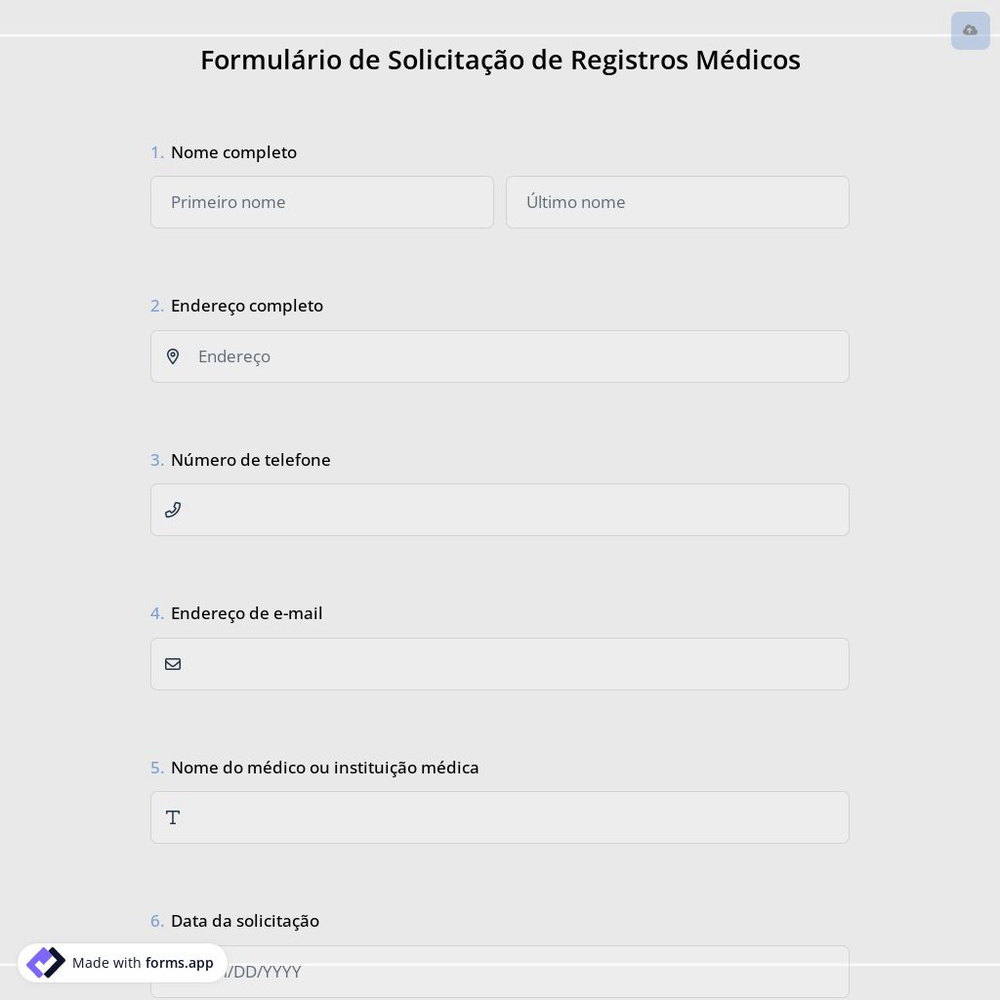 Formulário de Solicitação de Registros Médicos