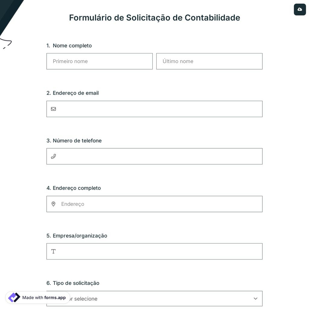Formulário de Solicitação de Contabilidade
