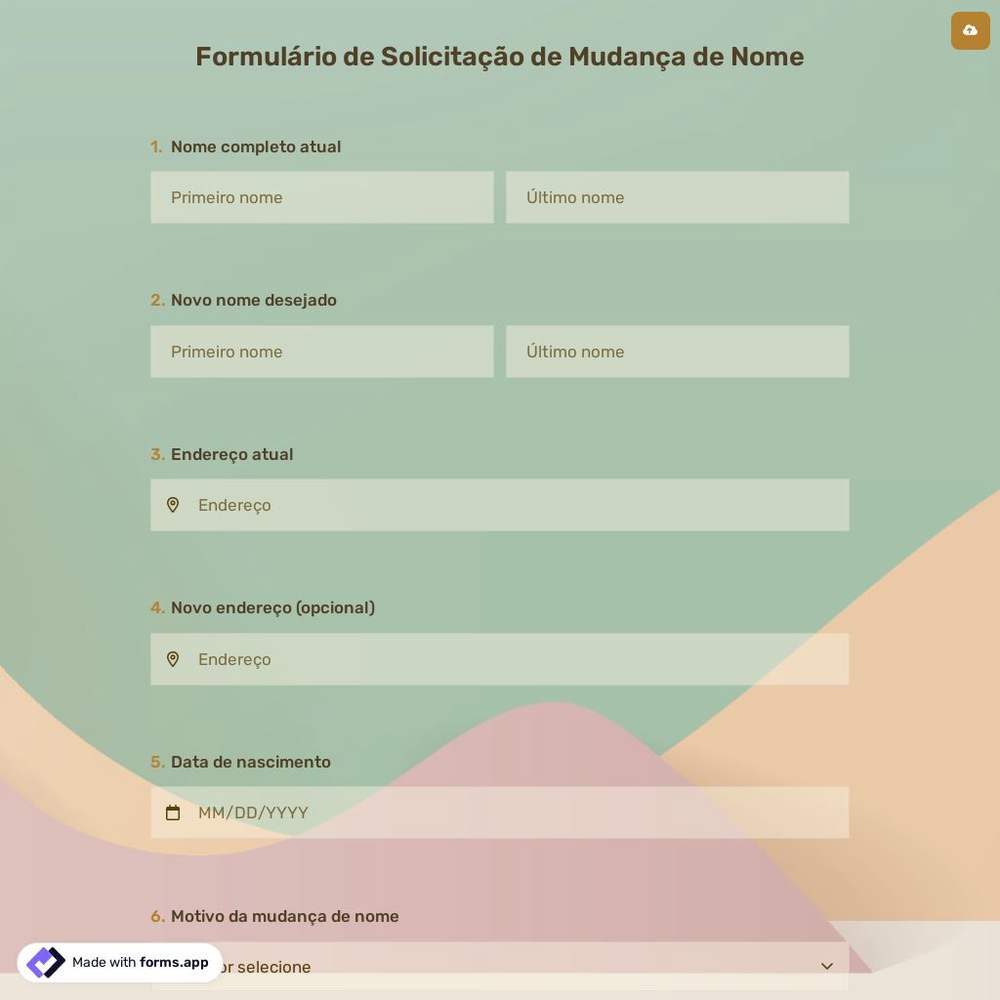 Formulário de Solicitação de Mudança de Nome