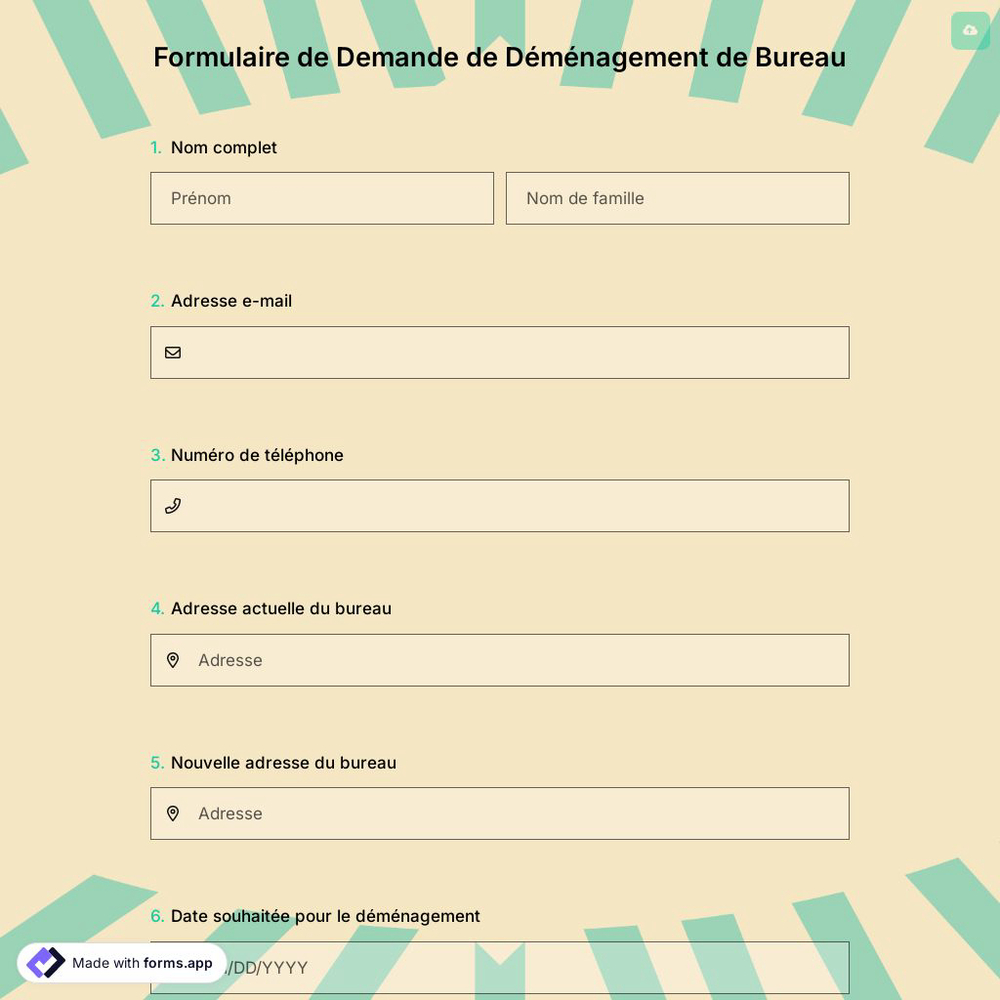 Formulaire de Demande de Déménagement de Bureau