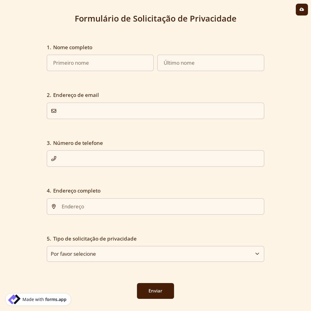 Formulário de Solicitação de Privacidade