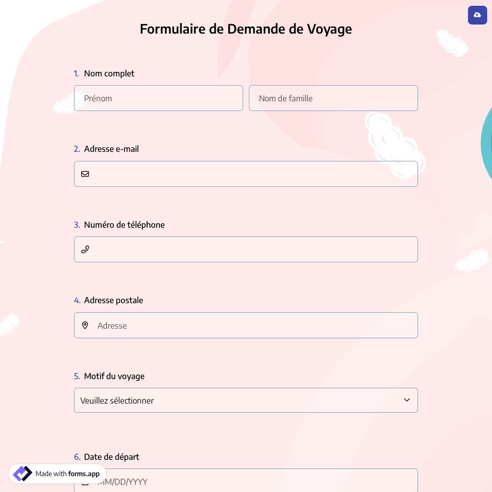 Formulaire de Demande de Voyage
