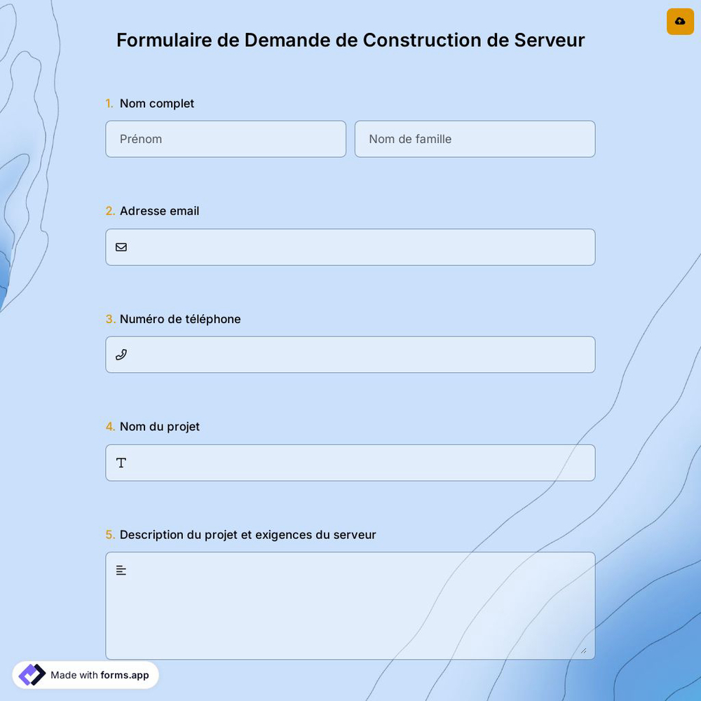 Formulaire de Demande de Construction de Serveur