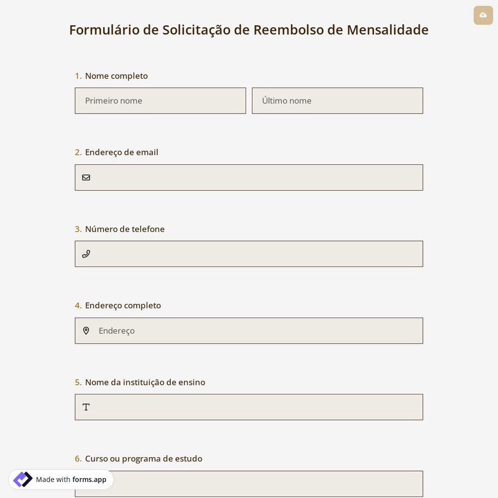 Formulário de Solicitação de Reembolso de Mensalidade