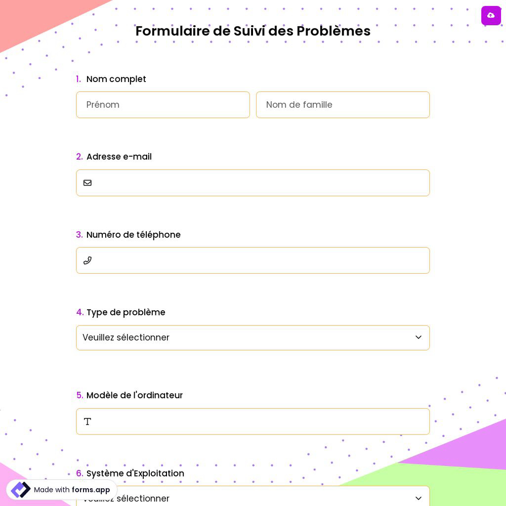 Formulaire de Suivi des Problèmes
