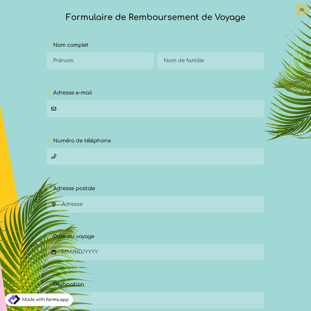 Formulaire de Remboursement de Voyage