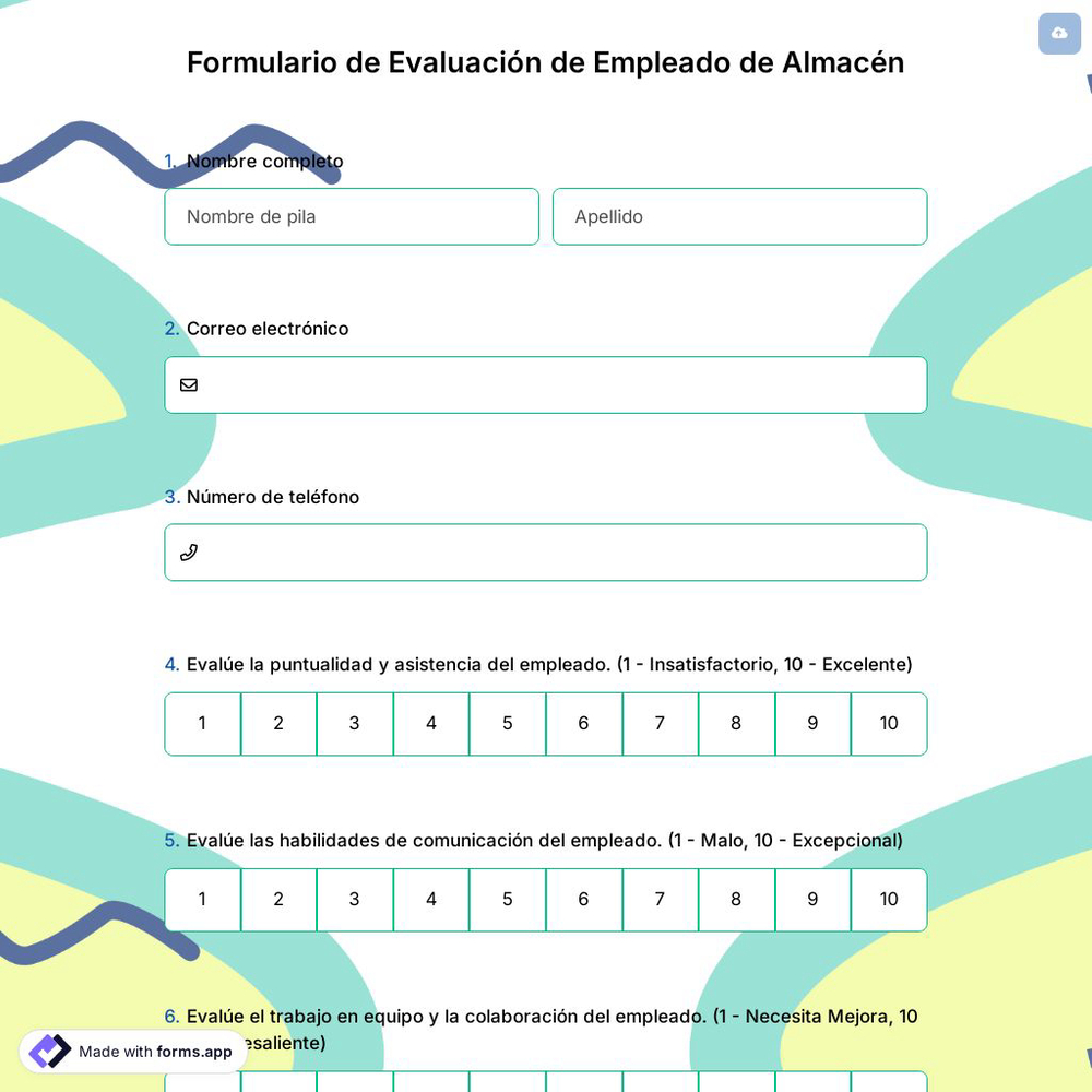 Formulario de Evaluación de Empleado de Almacén