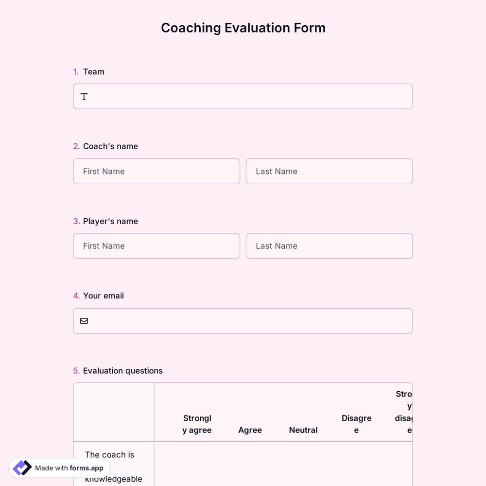 Coaching Evaluation Form