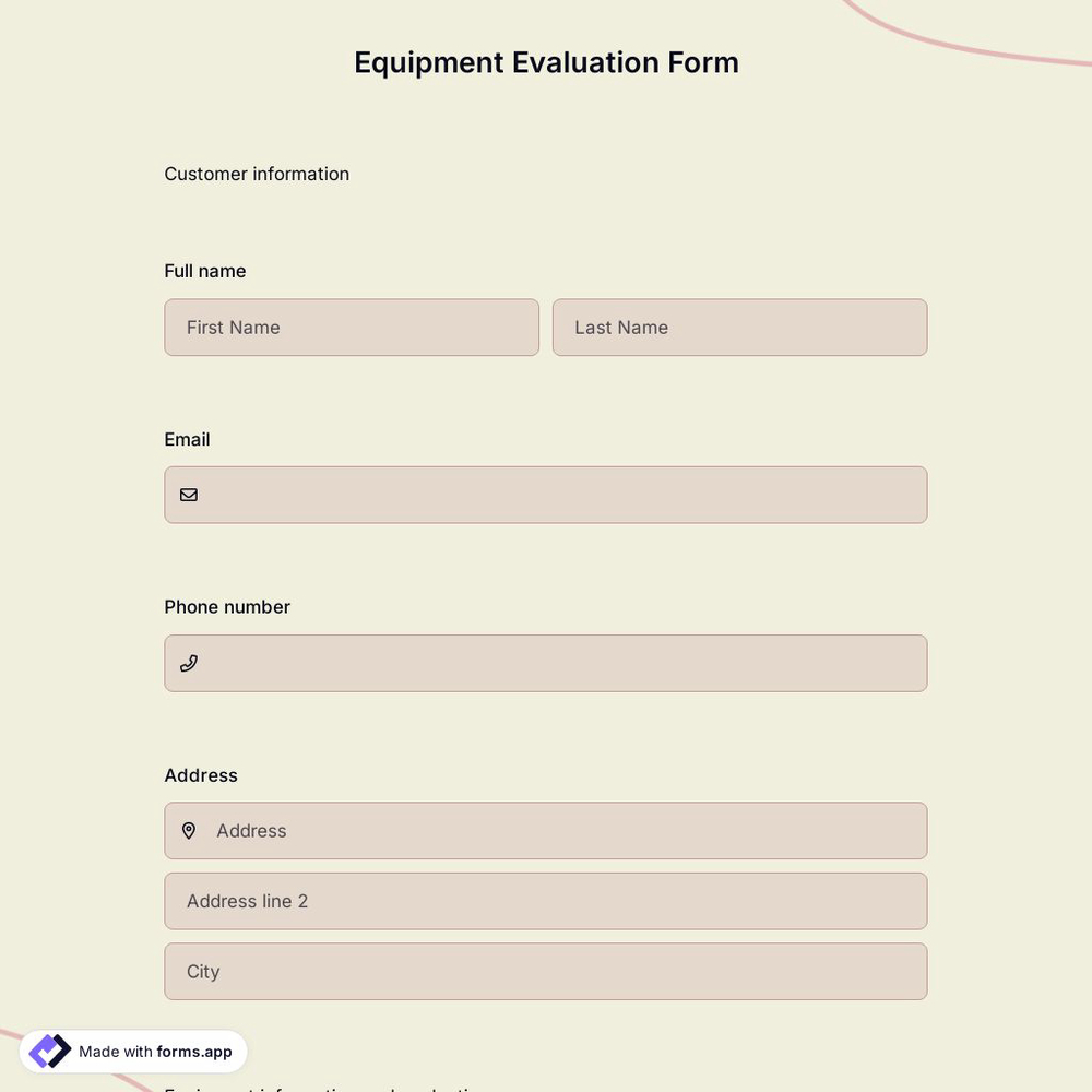 Equipment Evaluation Form