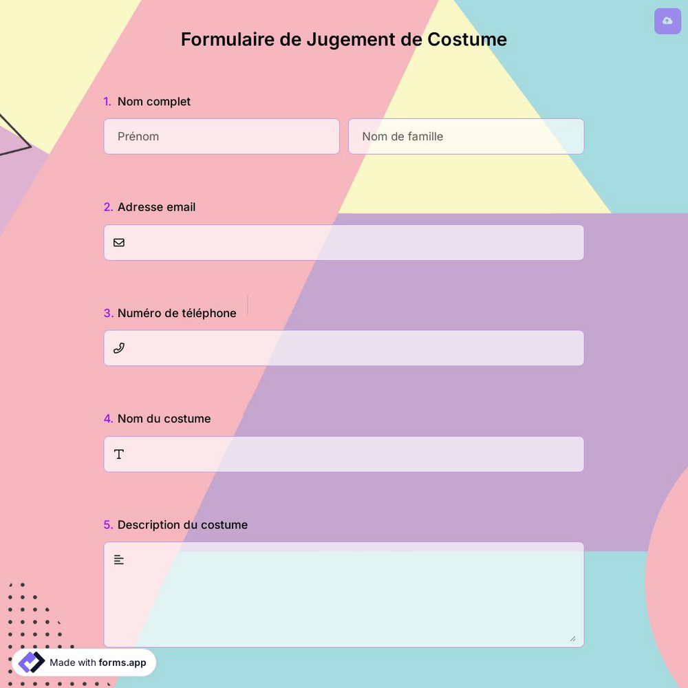 Formulaire de Jugement de Costume