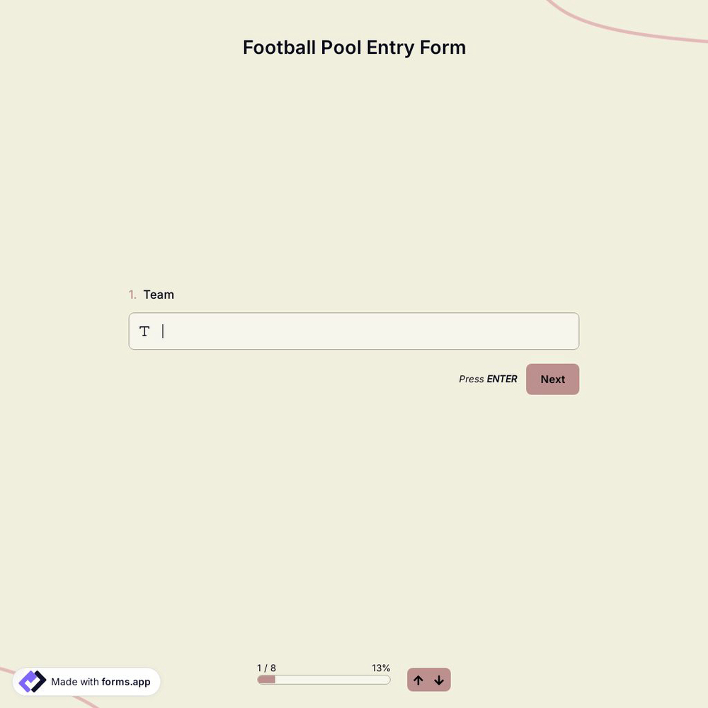 Football Pool Entry Form