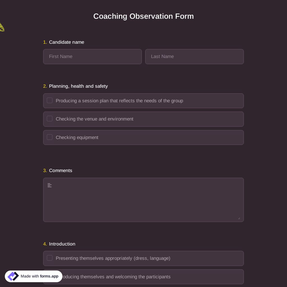 Coaching Observation Form