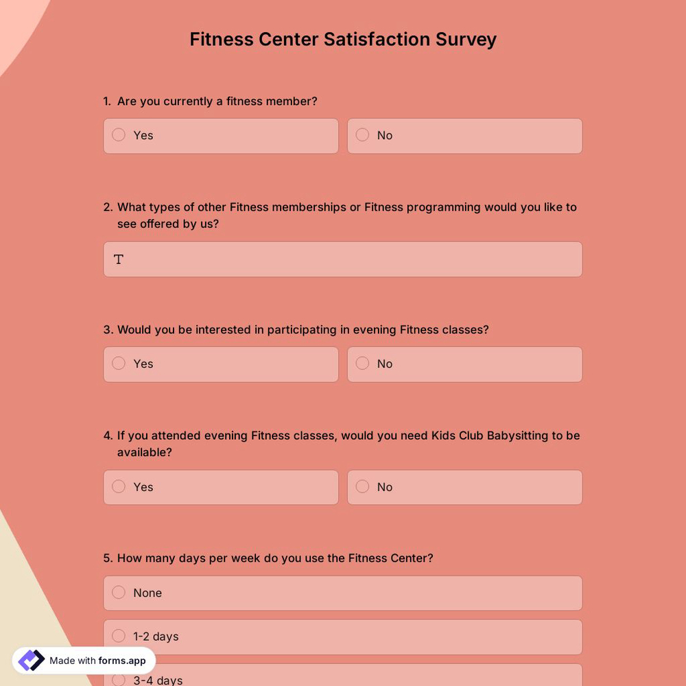 Fitness Center Satisfaction Survey