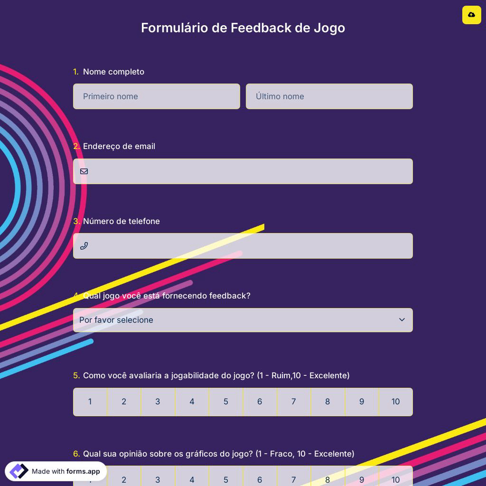 Formulário de Feedback de Jogo