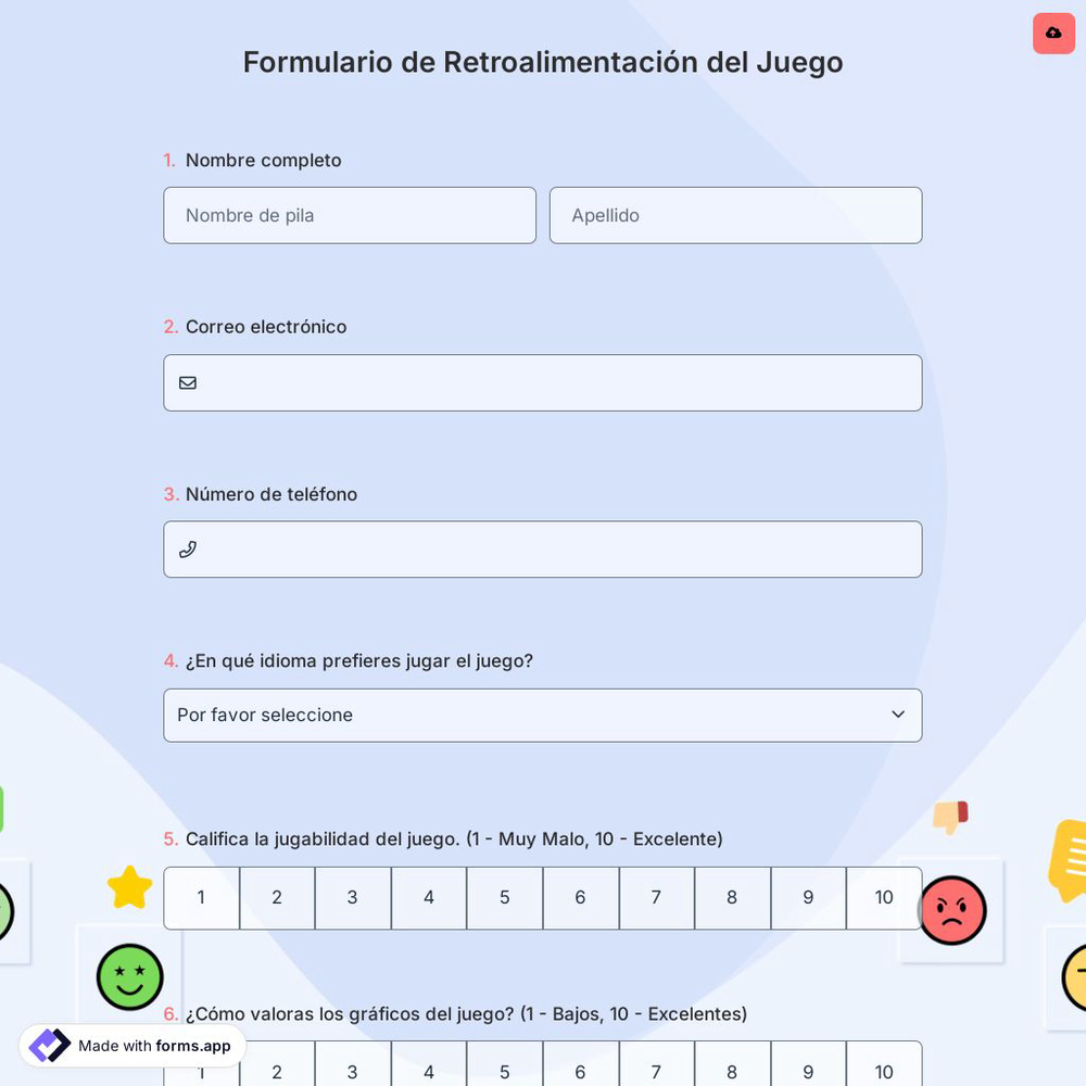 Formulario de Retroalimentación del Juego