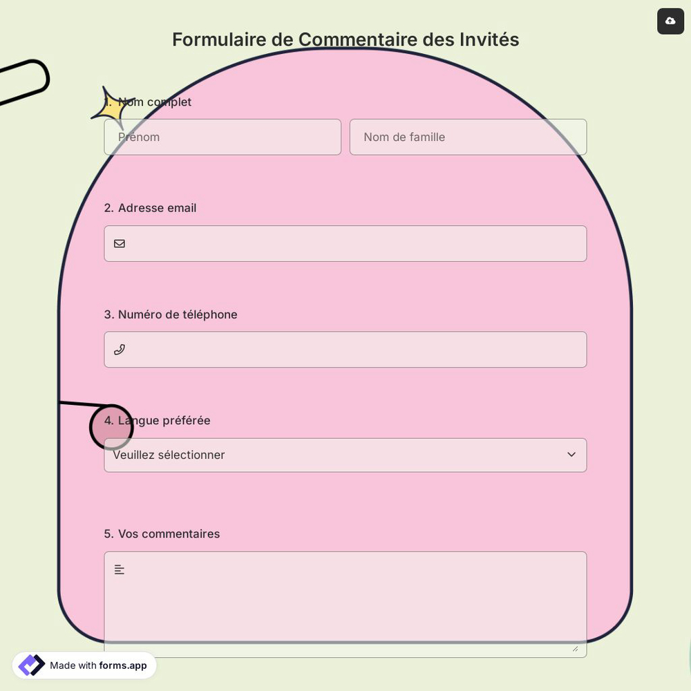 Formulaire de Commentaire des Invités