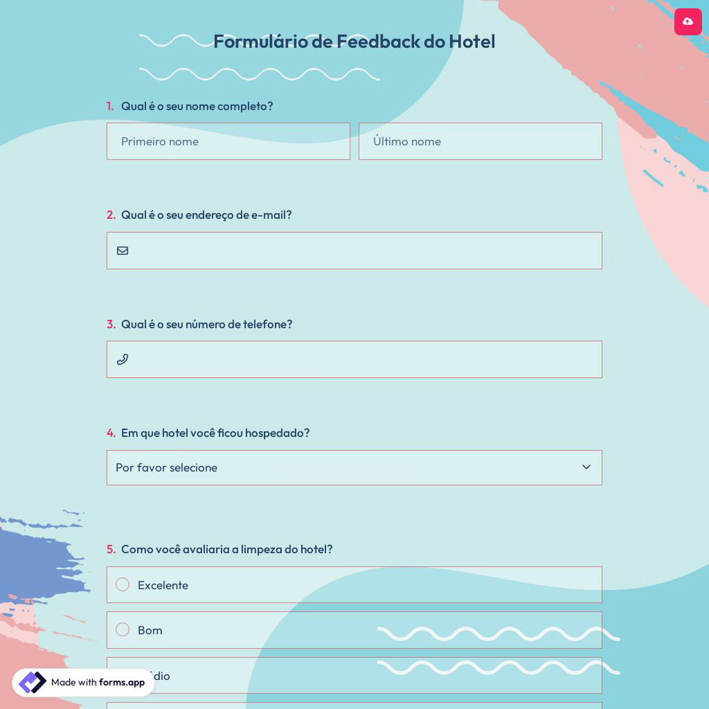 Formulário de Feedback do Hotel