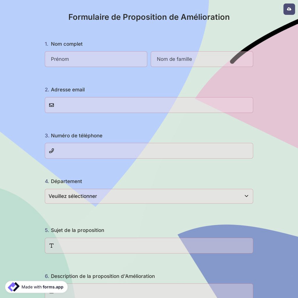 Formulaire de Proposition de Amélioration