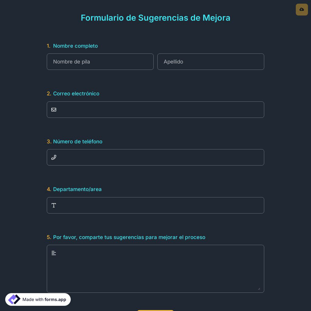 Formulario de Sugerencias de Mejora