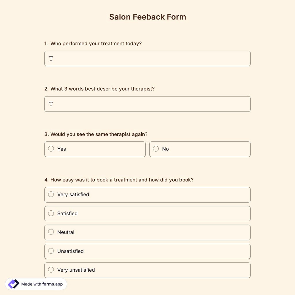Salon Feedback Form