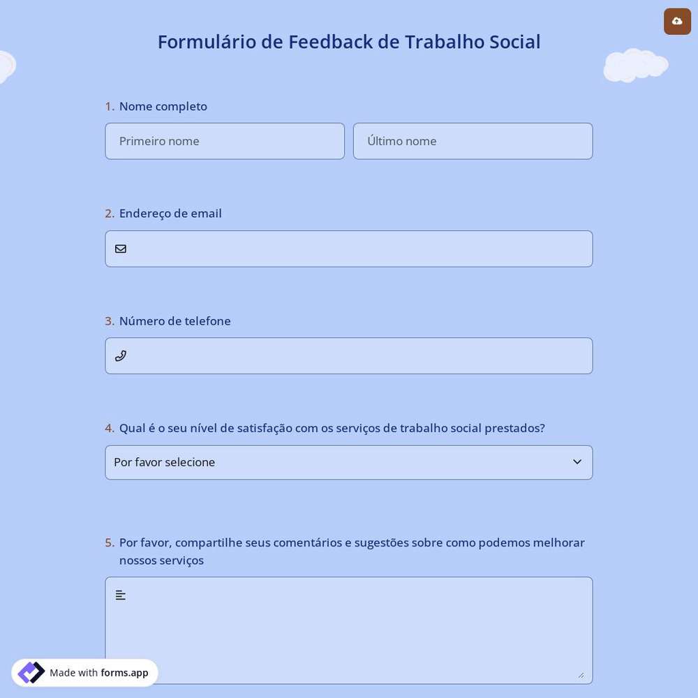 Formulário de Feedback de Trabalho Social