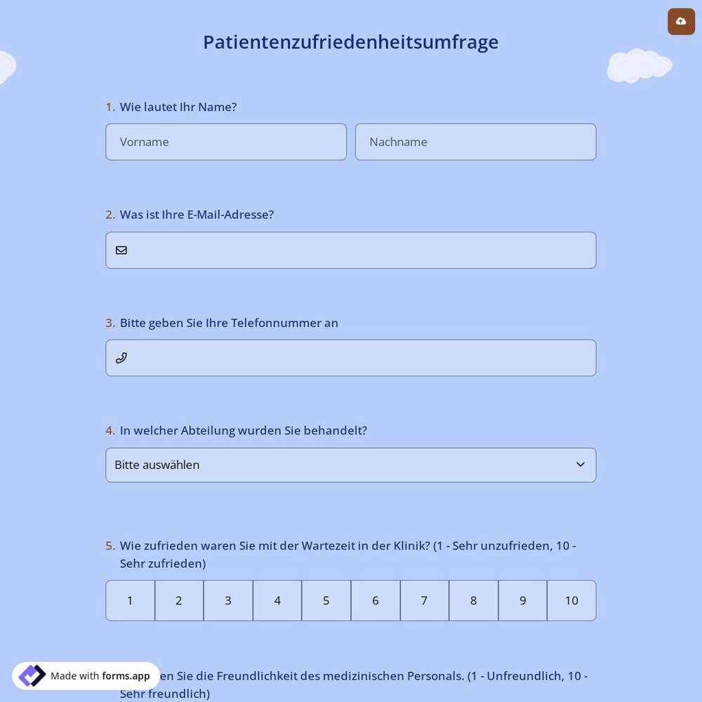 Patientenzufriedenheitsumfrage
