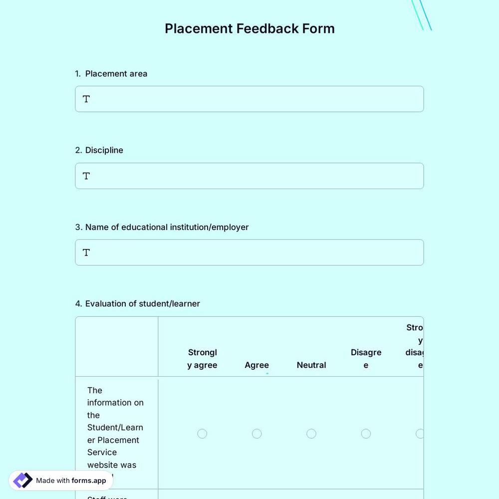Placement Feedback Form