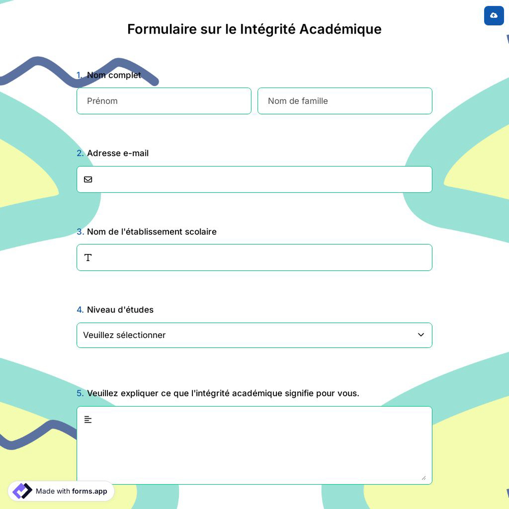 Formulaire sur le Intégrité Académique