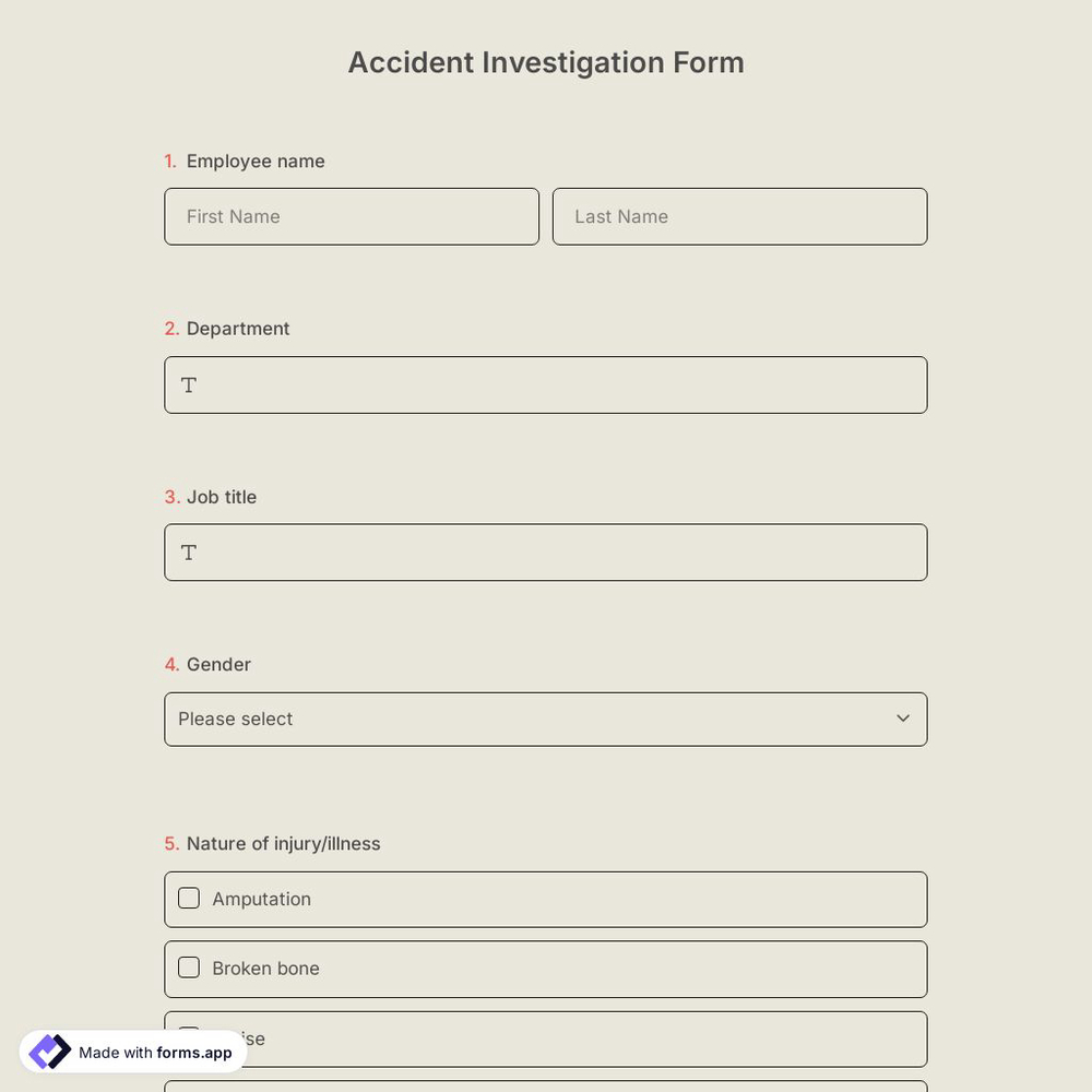 Accident Investigation Form
