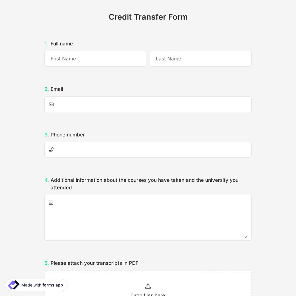 Credit Transfer Form