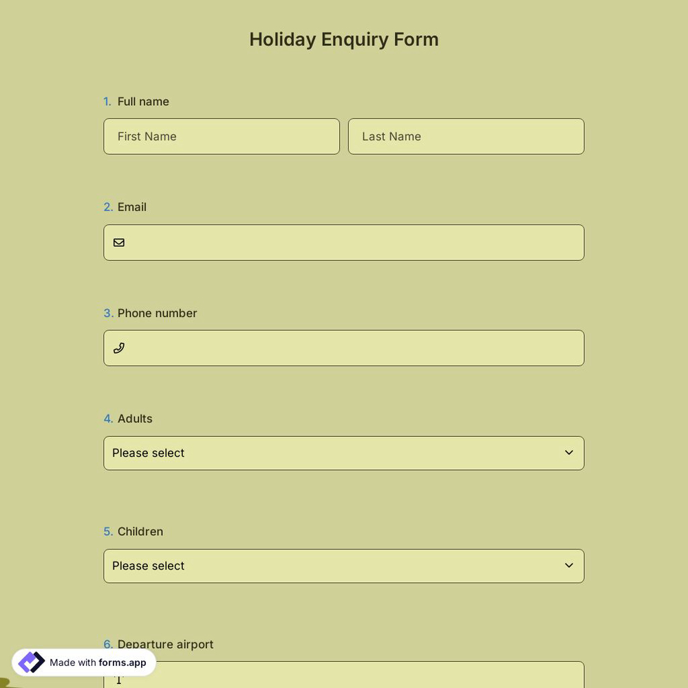 Holiday Enquiry Form
