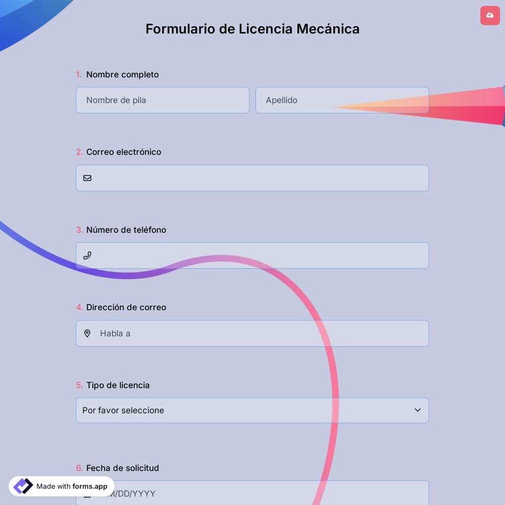 Formulario de Licencia Mecánica